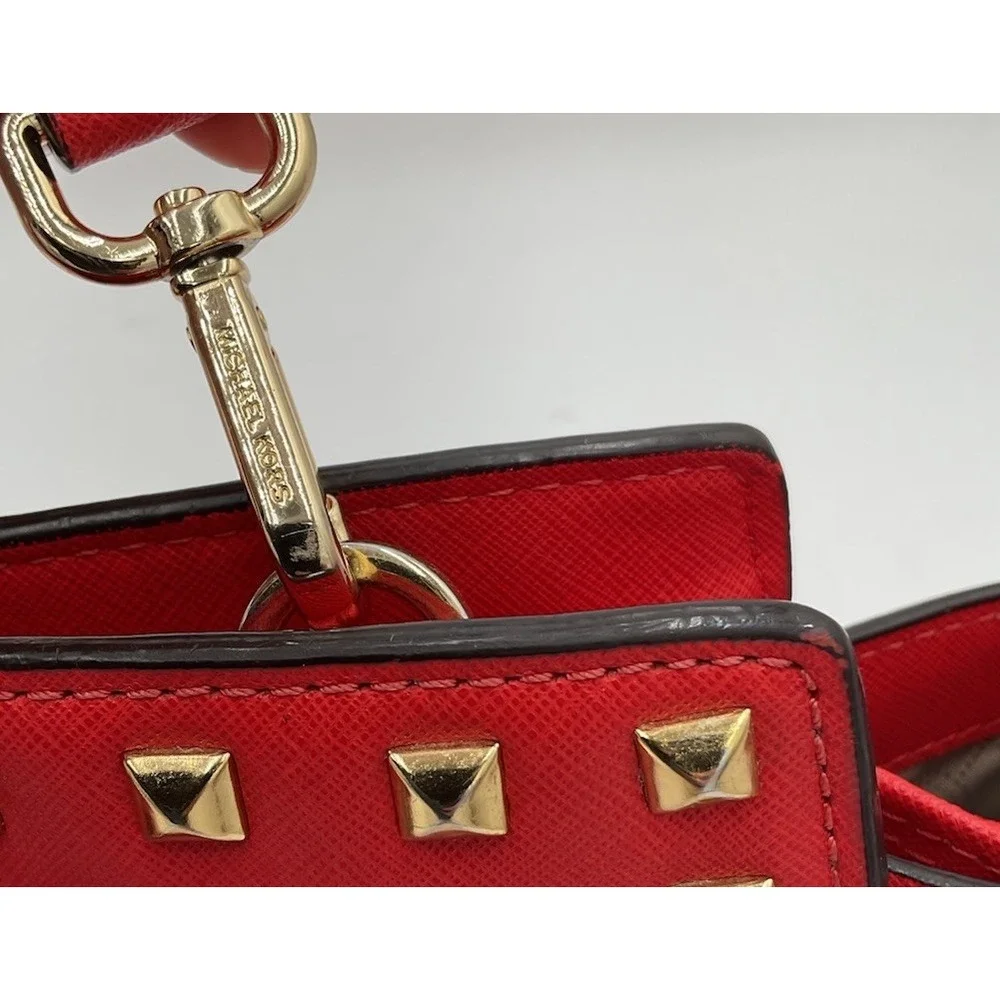 Michael Kors Studded Red Large Selma Studded Saffiano Tote